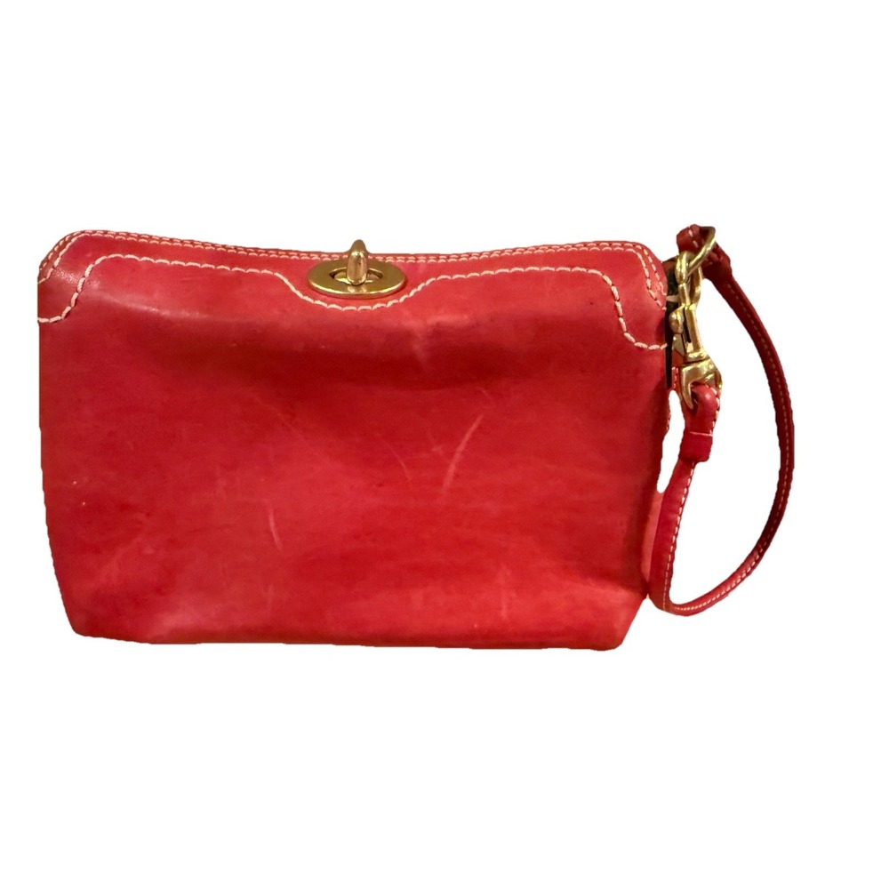 Vintage Coach Pink Leather Turnlock Leather mini Wrislet Pouch Bag Rare